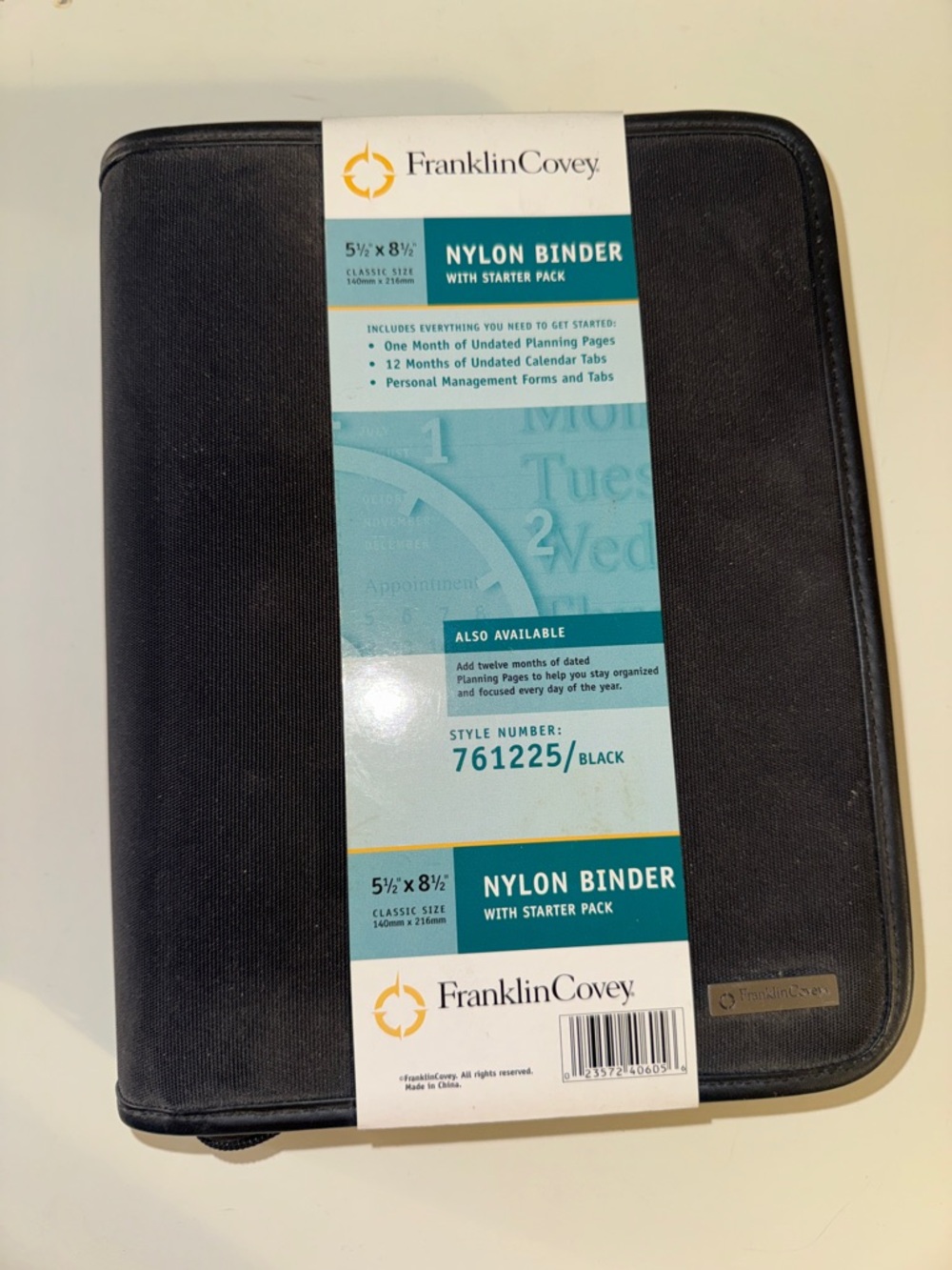NEW Franklin Covey Black Nylon Binder Style 761225 Original Starter Pack